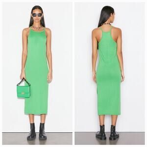 FRAME Cami Tank Dress in Grass Green XS